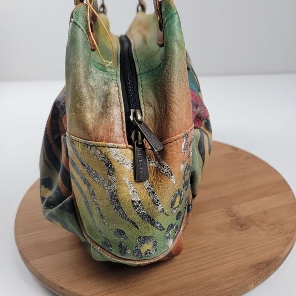 Anna Anuschka Butterfly Painted Leather Shoulder Tote Bag Satchel Purse Handbag - Picture 6 of 16